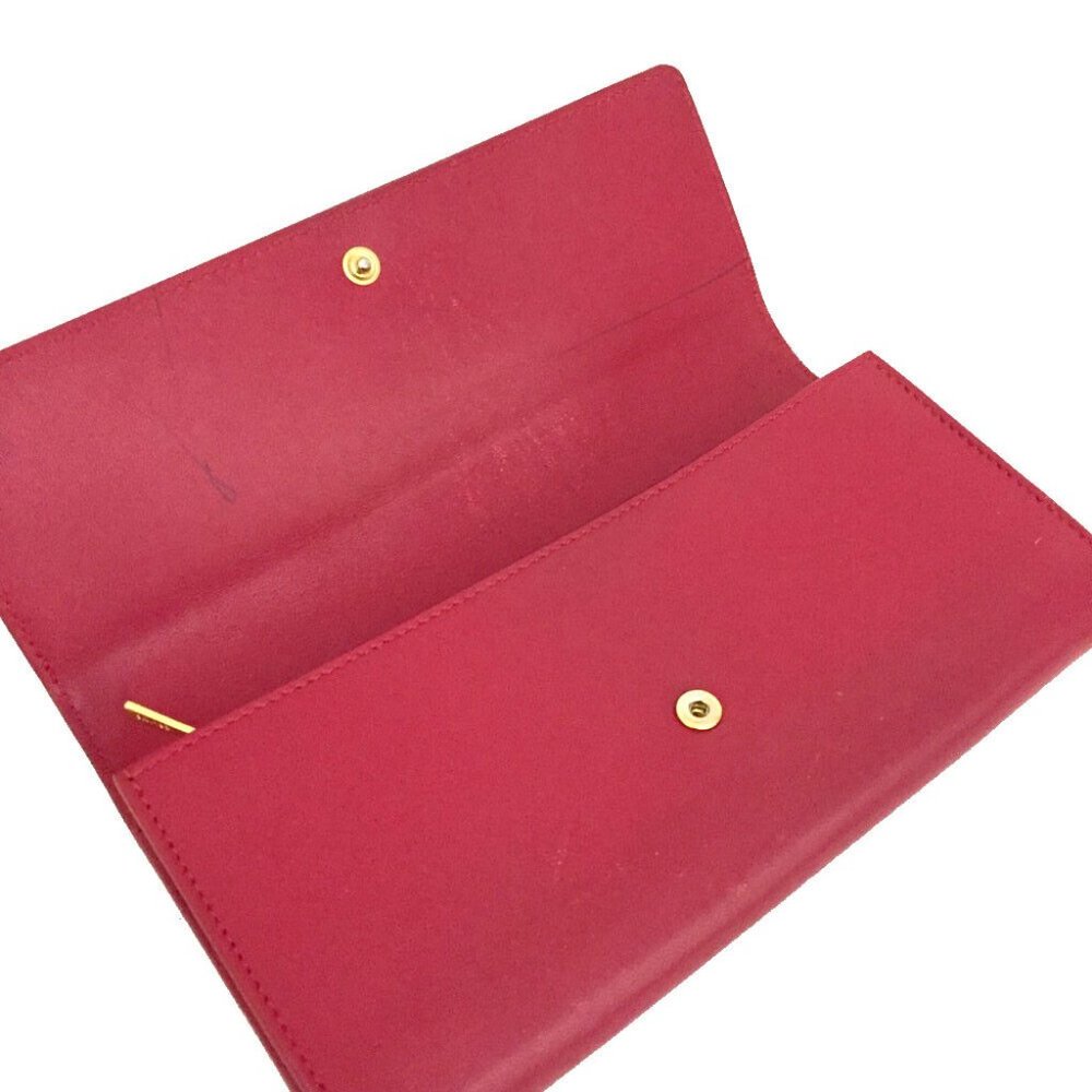 CELINE Red Leather Logo Large Flap Long Bifold Wallet - Picture 5 of 8